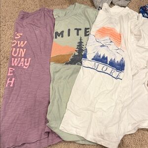 Womens Graphic T-Shirts Set - Purple, Green, White